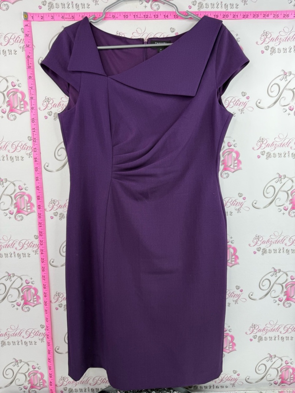 Tahari Arthur S. Levine dress formal royal Purple Cap-Sleeve Sheath Dress